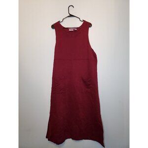 Premier International Womens Plus XL Sheath Midi Dress Maroon Sleeveless Pockets
